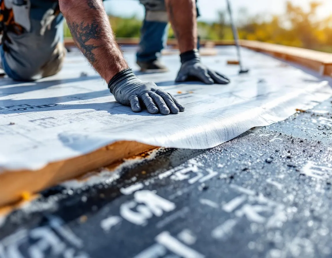 FORTIFIED roof installation showing sealed roof deck — exceeding building code for wind resistance